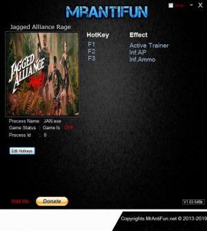 Jagged Alliance: Rage!  Trainer for PC game version v08.01.2019