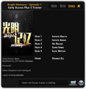 Bright Memory Trainer for PC game version Early Access