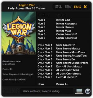 Legion War Trainer for PC game version Early Access