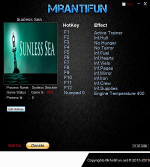 Sunless Sea Trainer for PC game version v2.2.6.3150