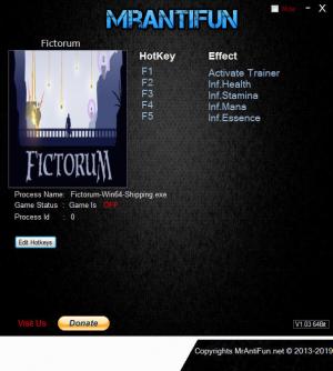 Fictorum Trainer for PC game version v1.2.9a