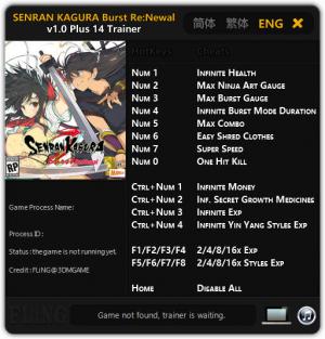 SENRAN KAGURA Burst Re:Newal Trainer for PC game version  v1.0
