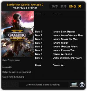 Battlefleet Gothic: Armada 2 Trainer +8 v1.0 {FLiNG} Trainer for PC game version v1.0