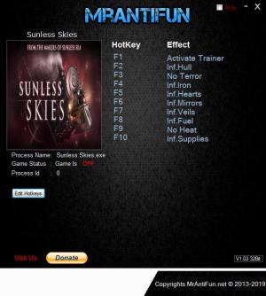 Sunless Skies Trainer for PC game version v1.1.9.5.08