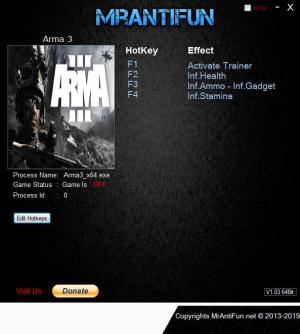 Arma 3 Trainer for PC game version v1.88