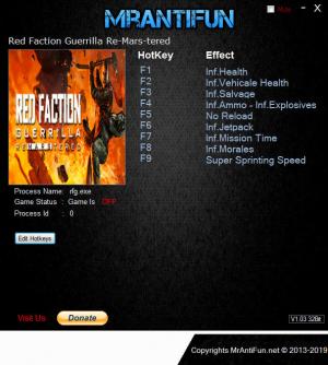 Red Faction Guerrilla Re-Mars-tered Trainer for PC game version v4931