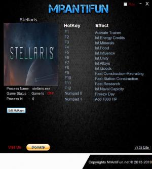 Stellaris Trainer for PC game version v2.2.4
