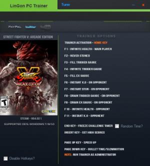 Street Fighter 5 Trainer for PC game version v4.021