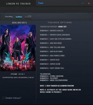Devil May Cry 5 Trainer for PC game version v1.0.1