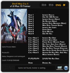Devil May Cry 5 Trainer for PC game version v1.0