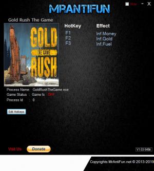 Gold Rush: The Game Trainer for PC game version v1.5.2.11759