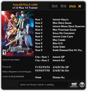 Fate/Extella Link Trainer for PC game version v1.0