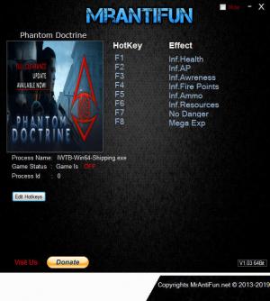 Phantom Doctrine Trainer for PC game version v1.1
