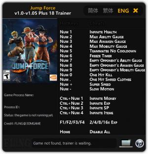 Jump Force Trainer for PC game version v1.05