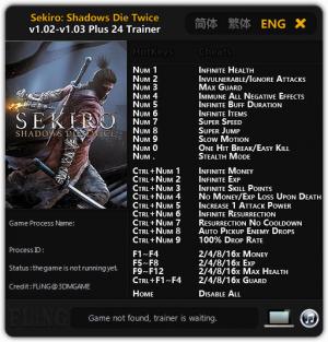 Sekiro: Shadows Die Twice Trainer for PC game version v1.03