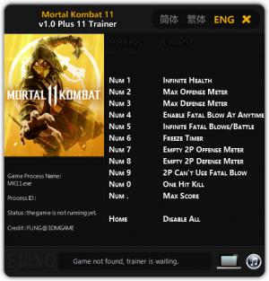Mortal Kombat 11 Trainer for PC game version v1.0