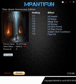 Titan Quest Anniversary Edition Trainer for PC game version v2.1.1