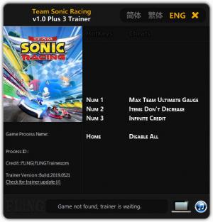 Team Sonic Racing Trainer for PC game version v1.0