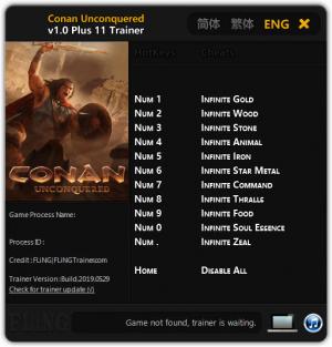 Conan Unconquered Trainer for PC game version v1.0