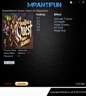 SteamWorld Quest: Hand of Gilgamech Trainer for PC game version v1.00