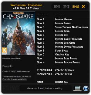 Warhammer: Chaosbane Trainer for PC game version v1.0