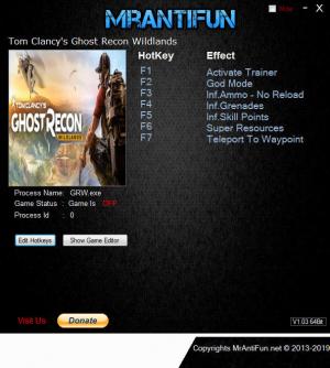 Tom Clancy’s Ghost Recon Wildlands Trainer for PC game version v3747852