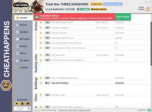 Total War: THREE KINGDOMS Trainer for PC game version v1.0.0 Build 9537.1673768