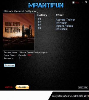 Ultimate General: Gettysburg Trainer for PC game version v1.8