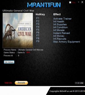 Ultimate General: Civil War Trainer for PC game version v1.11 rev.22986