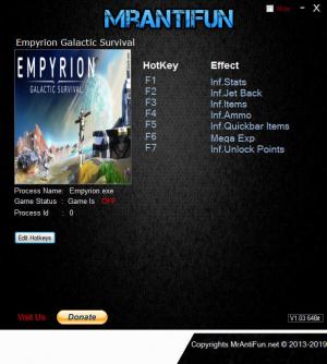 Empyrion: Galactic Survival Trainer for PC game version v10.0.1.2507