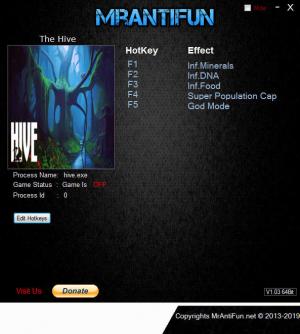 The Hive Trainer for PC game version v1.104