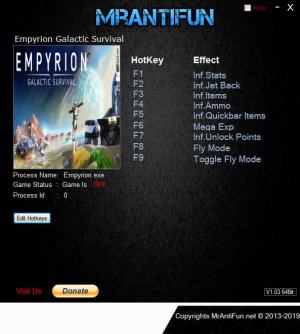 Empyrion: Galactic Survival Trainer for PC game version v100.1.0.2517