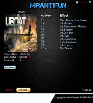 Uboat Trainer for PC game version B121