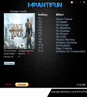 Savage Lands Trainer for PC game version v0.9.1 Build 60