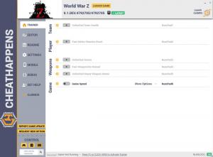 World War Z Trainer for PC game version v0.1.DEV.4792705/4792705