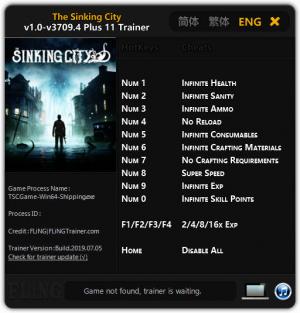 The Sinking City Trainer for PC game version v3709.4