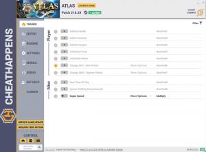 ATLAS Trainer for PC game version v218.28