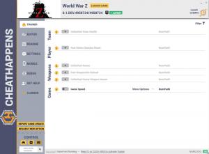 World War Z Trainer for PC game version v0.1.DEV.4958734/4958734