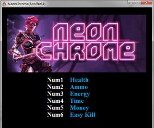 Neon Chrome Trainer for PC game version v1.1.7