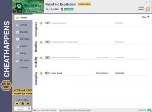 Rebel Inc: Escalation Trainer for PC game version v1.0