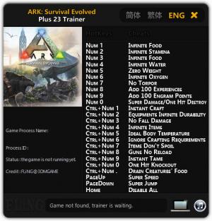 ARK: Survival Evolved Trainer for PC game version Update 2019.11.13