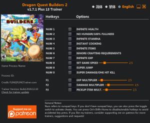 Dragon Quest Builders 2 Trainer for PC game version v1.7.1