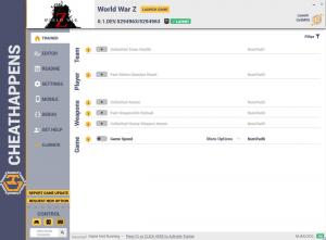World War Z Trainer for PC game version v0.1.DEV.5294963/5294963