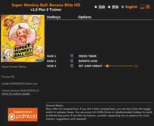 Super Monkey Ball: Banana Blitz HD Trainer for PC game version v1.0