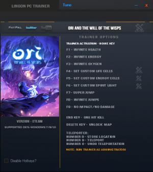  Ori and the Will of the Wisps Trainer for PC game version v2020.03.12