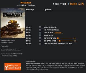 Wreckfest Trainer for PC game version v1.25