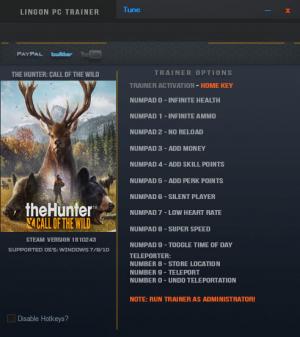 theHunter: Call of the Wild Trainer for PC game version  v1810243