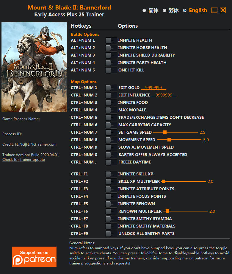 mount and blade bannerlord cheat engine