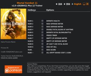 Mortal Kombat 11 Trainer for PC game version v2020.04.21