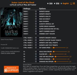Iratus: Lord of the Dead Trainer for PC game version v175.17